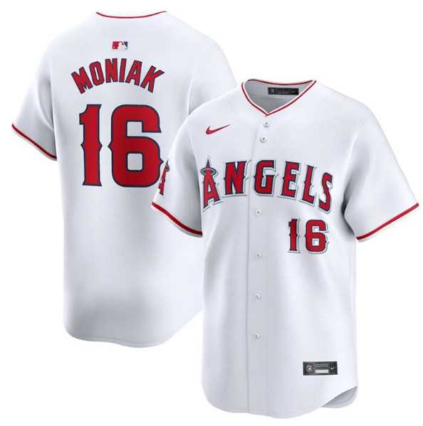 Mens Los Angeles Angels #16 Mickey Moniak White Home Limited Baseball Stitched Jersey Dzhi